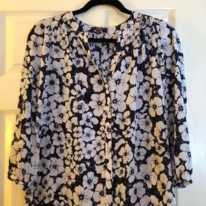 Navy and white blouse